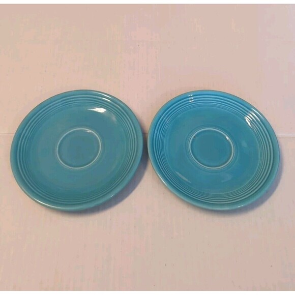 Fiestaware Fiesta Saucer Bread Salad  Plates Turquoise Blue Set 2  6” Vintage - Picture 1 of 7